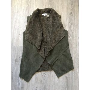 🌲 Favlux corduroy faux-fur draped vest 🌲 Green